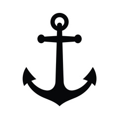 Classic Black Anchor Silhouette, Nautical Symbol of Stability and Hope
