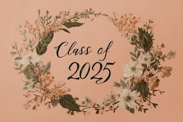 Elegant wreath around "Class of 2025" in script font