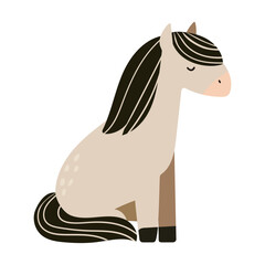 Horse, flat style, in delicate colors. suitable for cards, patterns, banners, stickers. Vector