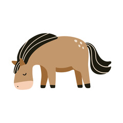 Horse, flat style, in delicate colors. suitable for cards, patterns, banners, stickers. Vector
