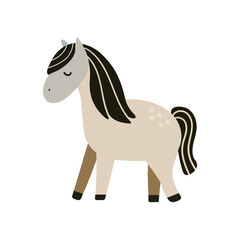 Horse, flat style, in delicate colors. suitable for cards, patterns, banners, stickers. Vector
