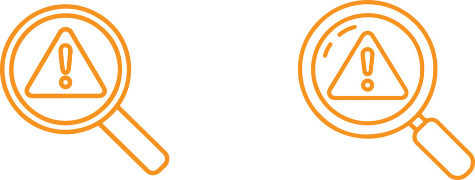 Magnifying Glass With Warning Sign Line Icon. Alert, Search, Caution Vector Illustration on White Background