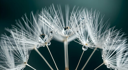 Dandelion Seed Head with Water Droplets