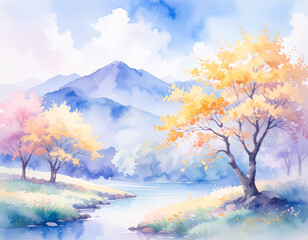 秋　紅葉　生成AI　背景　