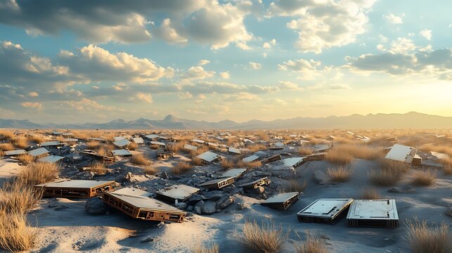 Broken structures in a desolate landscape