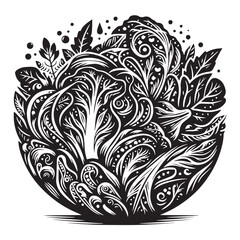 Black Coleslaw Silhouette Vector, High Quality Illustration on White Background