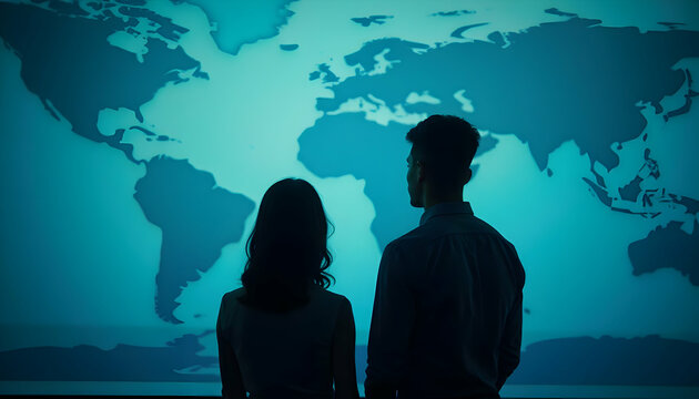 People Looking at World Map