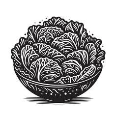 Black Coleslaw Silhouette Vector, High Quality Illustration on White Background