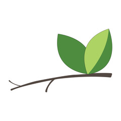 tree twig with two leaves logo
