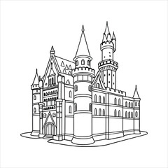 Fototapeta premium Intricate Castle Outline Vector