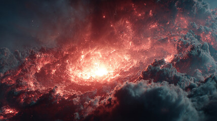 Fototapeta premium Explosive cosmic burst radiates stars and vibrant light across vast space, showcasing dynamic energy, celestial phenomena, cosmic beauty, and the infinite wonders of the universe in a dramatic scene. 