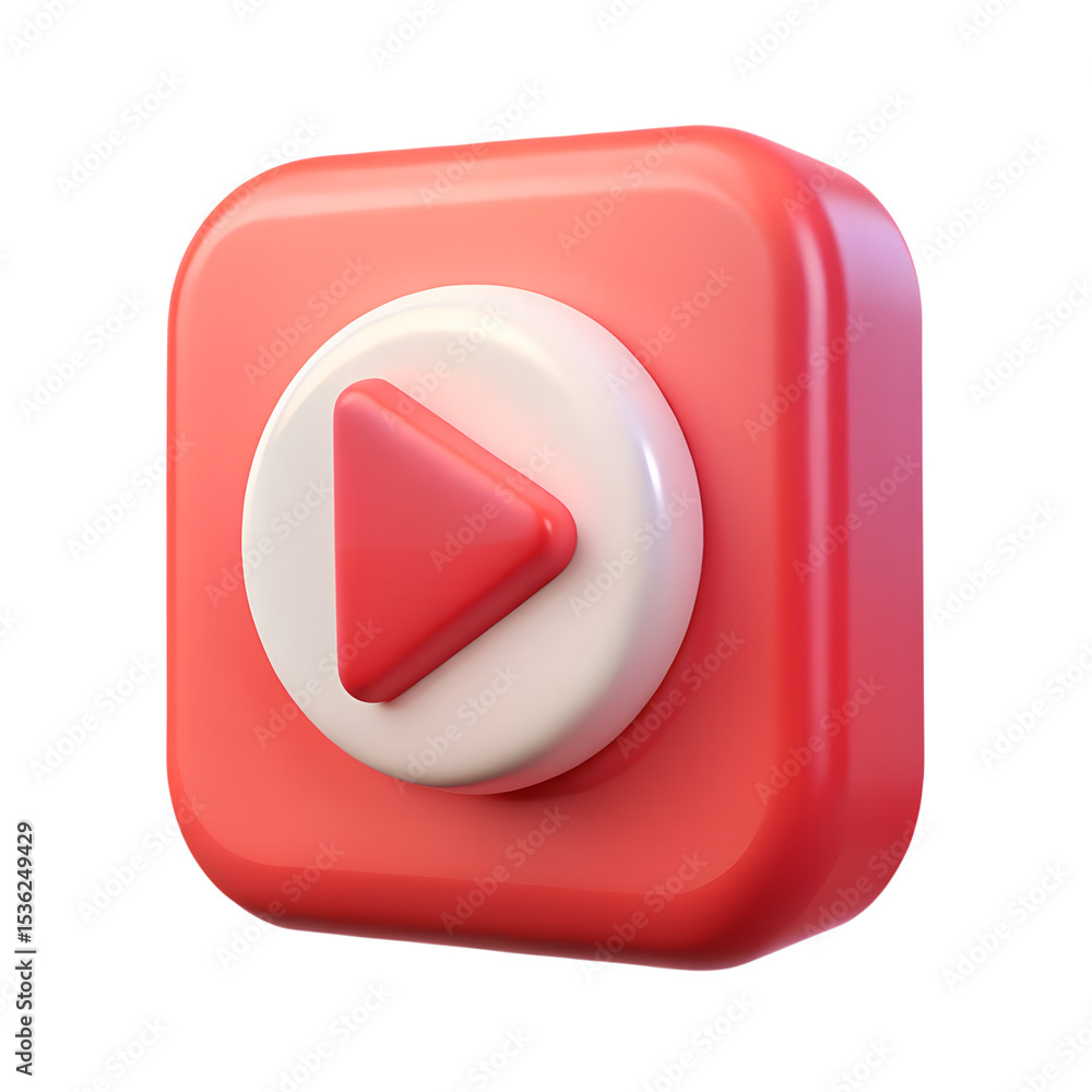 Poster 3d rendered play button icon isolated on a white background represents video and multimedia isolated