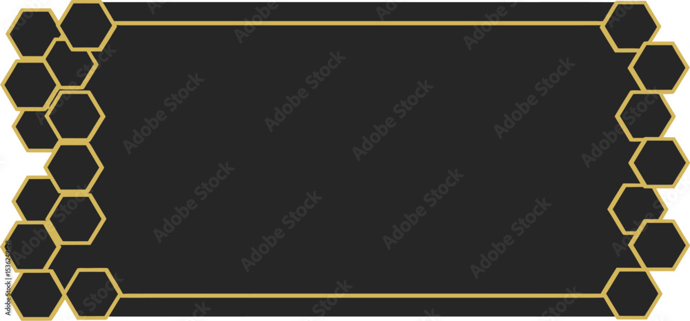 Poster black and gold hexagon frame background for text banner template design presentation vector illustra