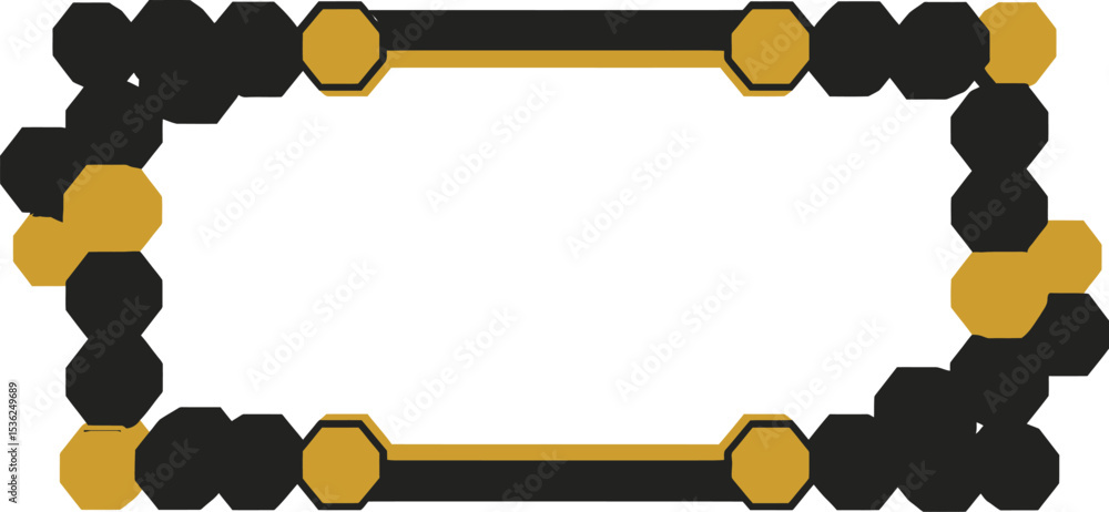Poster abstract octagon frame design in black and gold for graphic design and creative projects one hundred
