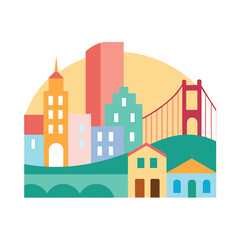 Fototapeta premium San Francisco Skyline with Golden Gate Vector