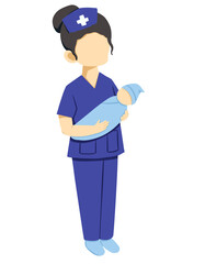 A Neonatal Intensive Care Unit Nurse Holding A newborn baby boy illustration