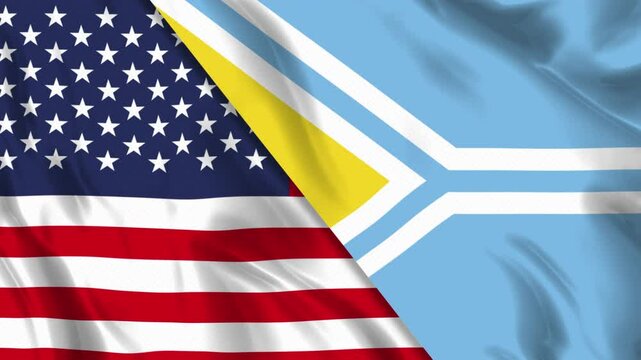 USA and Tuva Flag Animation Loop. Ultra HD 4k