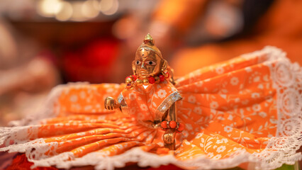 Lord Krishna 'Laddu Gopal' beautiful statue and wearing cloth and Jewellery.