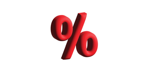 Percent sign. 3d rendering isolated on white background.