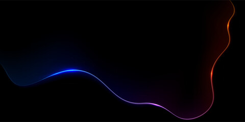 Abstract colorful line wave shine on the black background.