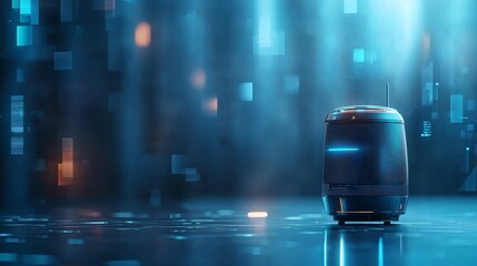 Futuristic ai speaker digital realm technology innovation virtual environment close-up view modern design insights