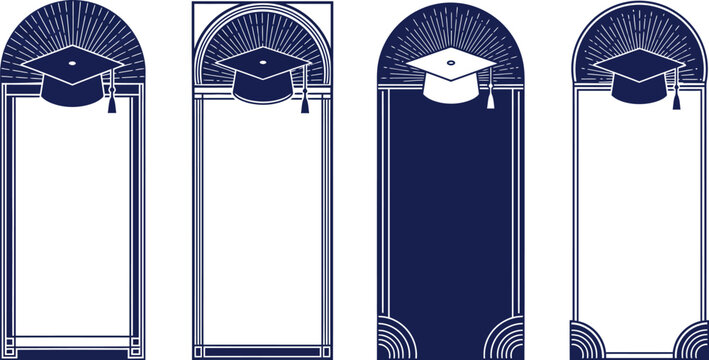 Graduation frames diploma certificate invitation template design vector illustration set editable stock vector illustration