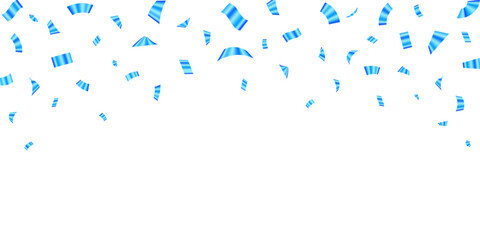Blue color confetti celebration background. Confetti falling isolated on transparent background for celebration and party decoration. Vector illustration	