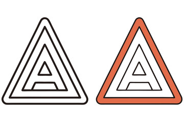 Two triangles with a letter A are isolated on a white transparent background