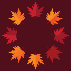 Obraz premium Autumn Maple Leaves Circle Background for Canada Day Holiday Celebrations and Designs