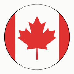 Fototapeta premium Circular Canada Day Icon Red Maple Leaf on Canadian Flag Celebration Symbol
