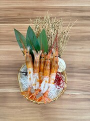 Amaebi, Sweet shrimp sashimi. Japanese food