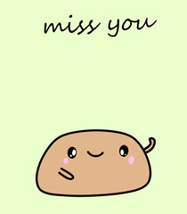 Miss you hand drawn vector illustration in cartoon comic style traditional japanese korean food card