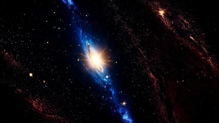 Vibrant spiral galaxy with bright starfield and cosmic dust clouds in deep black outer space showcasing the wonders of the universe - Powered by Adobe