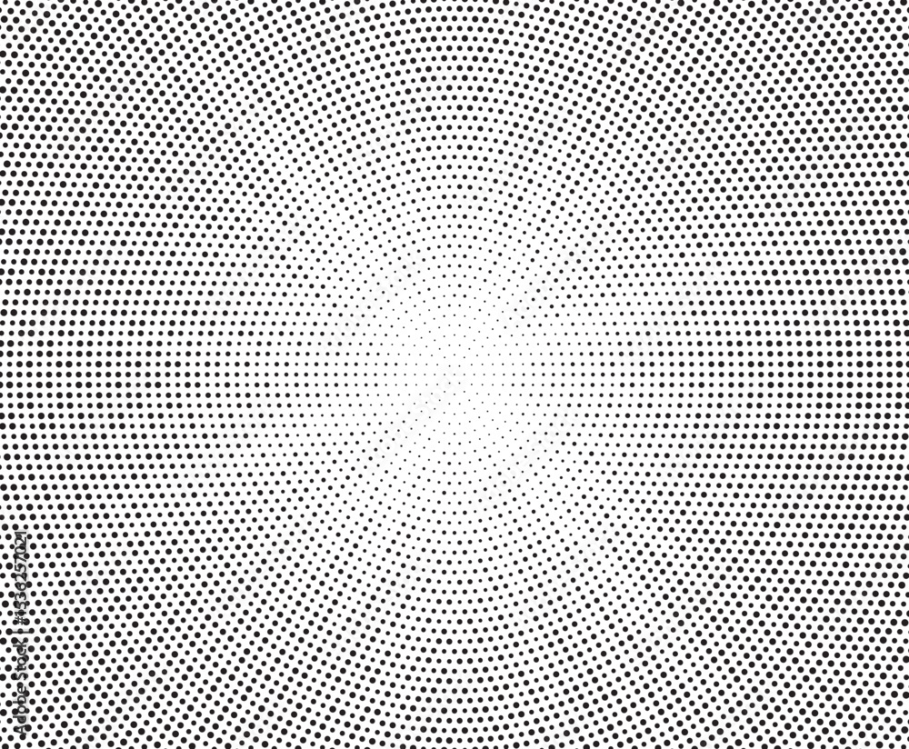 Poster Dotted background. Abstract halftone concentric pattern. Gradient mosaic radial texture. Vector illustration.