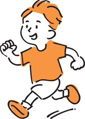 Boy running energetically – hand-drawn children’s activity illustration