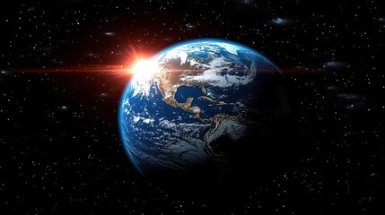 Fototapeta premium Sunrise Earth: Space View