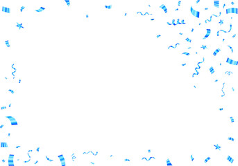Gold confetti. Confetti celebration party background design, Festive blue confetti and ribbon frame on white background for celebrations