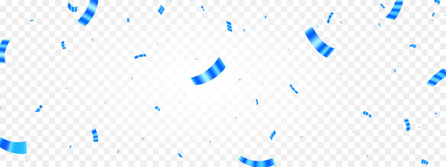 Celebration background with falling blue confetti isolated on transparent, Realistic confetti vector illustration.