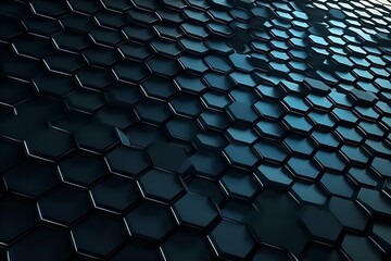 Naklejka premium Abstract Dark Blue Hexagon Pattern Background: Modern Geometric Texture Design for Wallpapers, Technology, and Graphic Design Projects