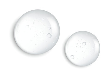 Transparent cosmetic beauty products drops and smears isolated on white background realistic vector illustration