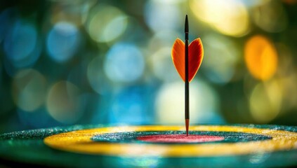 Precise Accuracy: Arrow Striking Bullseye in Vibrant Nature