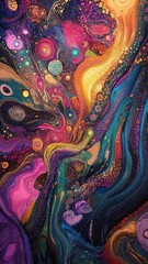 Fototapeta premium Vibrant abstract art background with swirling colors and patterns