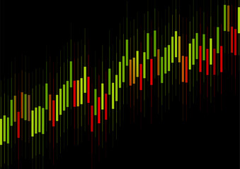 Abstract green red growing financial linear graph chart background. Vector lines tech design