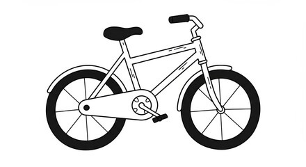 Fototapeta premium Bicycle Illustration, Outline Style, Isolated on White