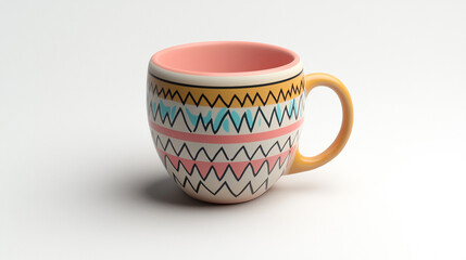 a cute kawaii of futuristic 3d ceramic mug isolated on white background