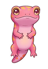 Obraz premium Illustration of a Cartoon Pink Leopard Gecko png isolated transparent background