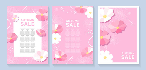 コスモスのイラストのチラシテンプレートセット_3 © cocirael