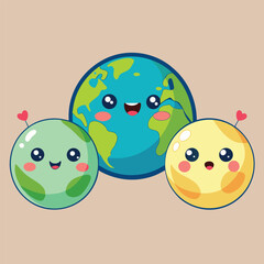 Happy Kids Playing Together Around the World with a Dog Illustration Design