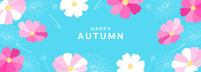 コスモスのフレームイラスト_2