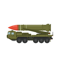 Obraz premium Ballistic Missile Launcher Vehicle Flat Icon